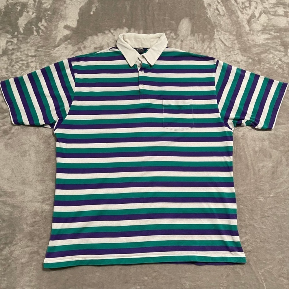 Vintage Puritan Shirt Mens XXL Polo Striped 90s Preppy Stretch Short Sleeve